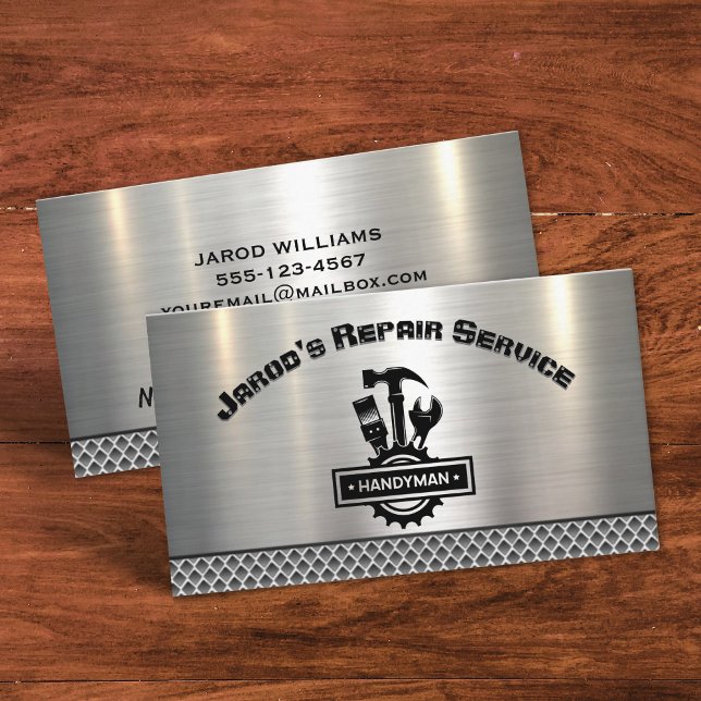 Handyman Maintenance Repair Service Metal Sleek Business Card (Creator Uploaded)