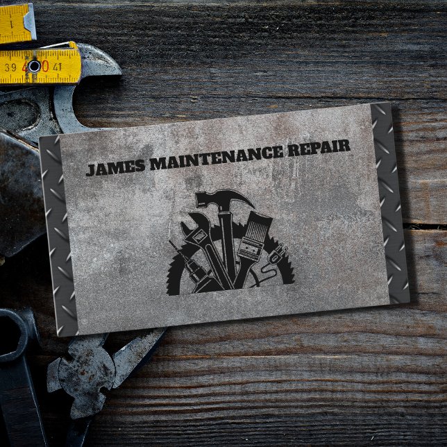 Handyman Maintenance Repair Service Metal Steel Business Card (Creator Uploaded)