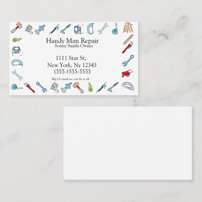 handyman Maintenance Tools Business Card (Front/Back)
