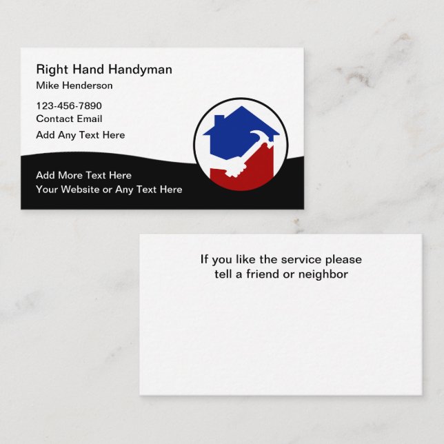 Handyman Modern Business Cards Design (Front/Back)