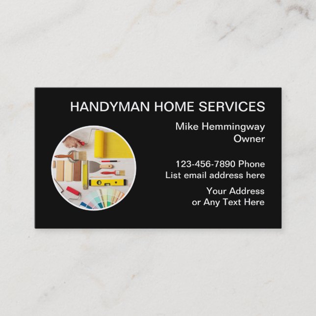 Handyman Modern Professional Style Business Card (Front)