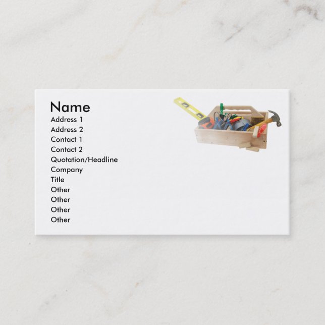 Handyman, Name, Address 1, Address 2, Contact 1... Business Card (Front)