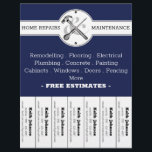 Handyman Navy Modern Professional Construction Flyer<br><div class="desc">Handyman Navy Modern Professional Construction Flyer. Simple,  elegant and professional looking vintage inspired home repairs and maintenance business card. Great for Handymen or constructions business. Information behind is completely customisable!</div>
