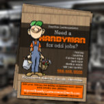 Handyman Odd jobs Carpenter Plumber Painter. Flyer<br><div class="desc">Super unique and eye catching 2 sided flyer to help you find work as a handyman, carpenter, framer, deck builder, fix-it guy. This friendly, simple drawing of a happy worker with a big smile and hands full of paint and tools is sure to catch peoples' eyes and charm them into...</div>