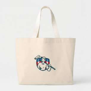 Handyman Painter Carrying Paint Roller Large Tote Bag
