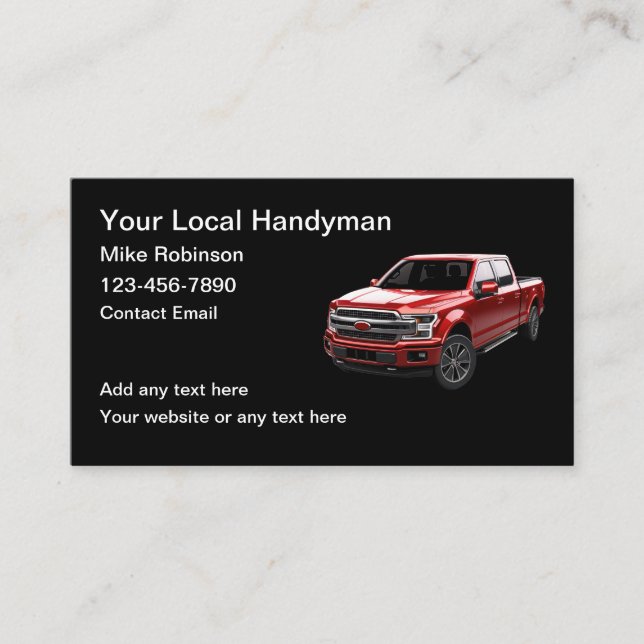 Handyman Pickup Truck Business Cards  (Front)