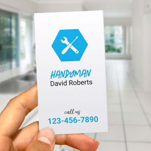 Handyman Plumber Repair Service Minimalist Blue Business Card (Creator Uploaded)