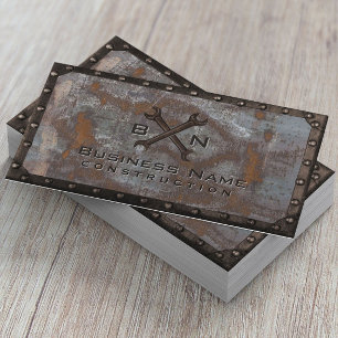 Handyman Plumber Vintage Rusty Metal Construction Business Card