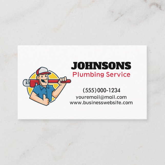 Handyman Plumber Wrench Maintenance Business Card (Front)