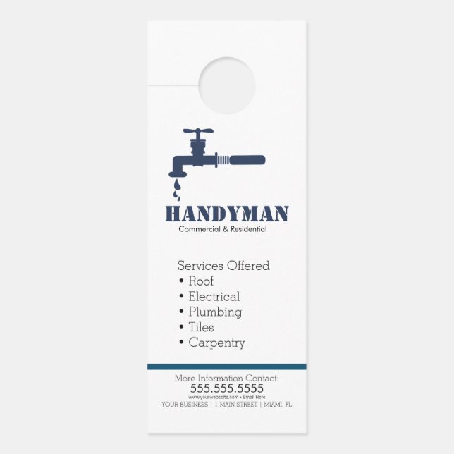 Handyman Plumbing Services Door Hanger (Front)