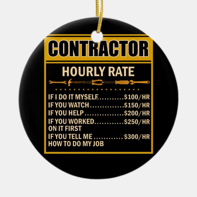 Handyman Price Chart Contractor Hourly Rate Labour Ceramic Tree Decoration (Front)