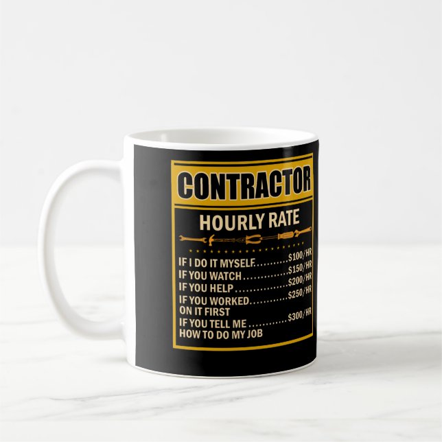 Handyman Price Chart Contractor Hourly Rate Labour Coffee Mug (Left)