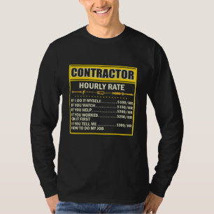 Handyman Price Chart Contractor Hourly Rate Labour T-Shirt