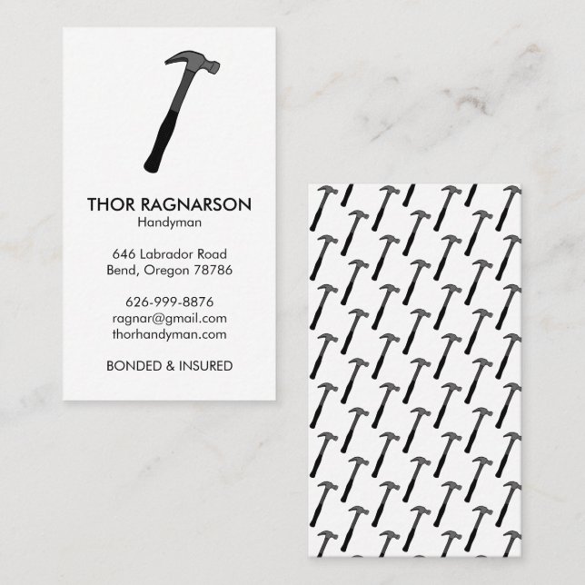 Handyman Repair Construction Wrench Hammer Cool  Business Card (Front/Back)