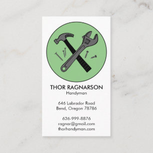 Handyman Repair Construction Wrench Hammer Cool Business Card