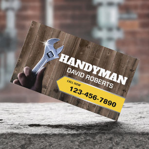 Handyman Repair Maintenance Plumbing Service Wood Business Card