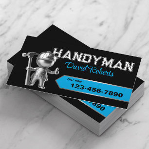 Handyman Repair & Maintenance Service Black & Blue Business Card