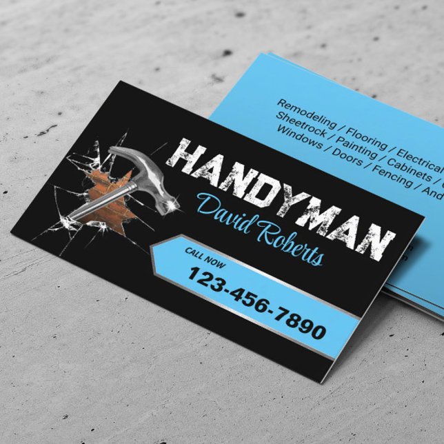 Handyman Repair & Maintenance Service Blue Label Business Card (Creator Uploaded)
