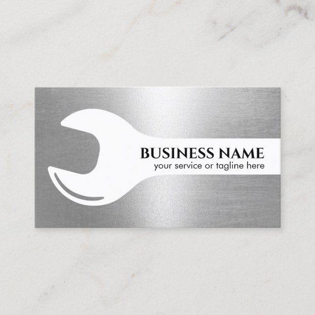 Handyman Repair Maintenance Service Modern Silver Business Card (Front)