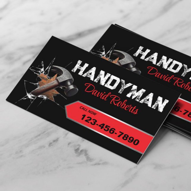 Handyman Repair & Maintenance Service Red Label Business Card (Creator Uploaded)