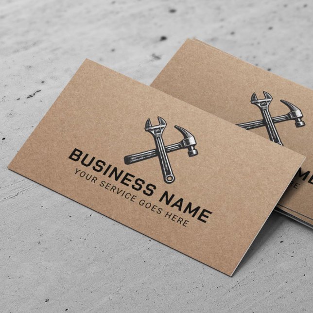 Handyman Repair Maintenance Service Rustic Kraft Business Card (Creator Uploaded)