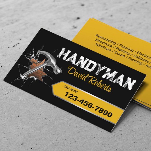 Handyman Repair & Maintenance Service Steel Hammer Business Card (Creator Uploaded)