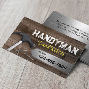 Handyman Repair & Maintenance Service Wood & Metal Business Card