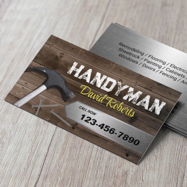 Handyman Repair & Maintenance Service Wood & Metal Business Card (Creator Uploaded)