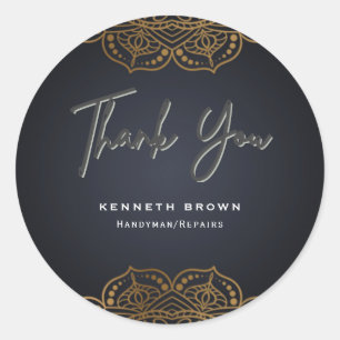 Handyman Repairs Black Gold Classic Round Sticker