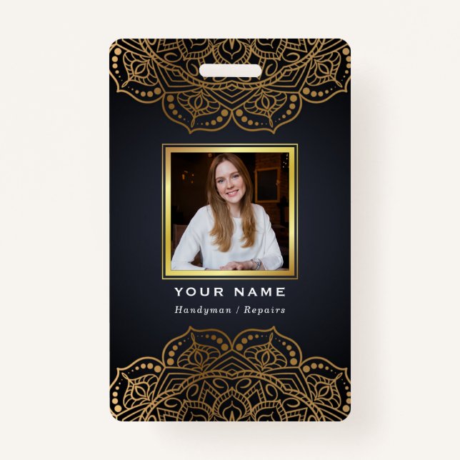 Handyman Repairs Black Gold  ID Badge (Front)