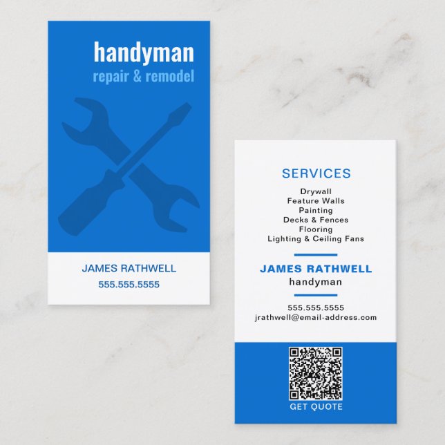 Handyman Repairs with QR Code Business Card (Front/Back)