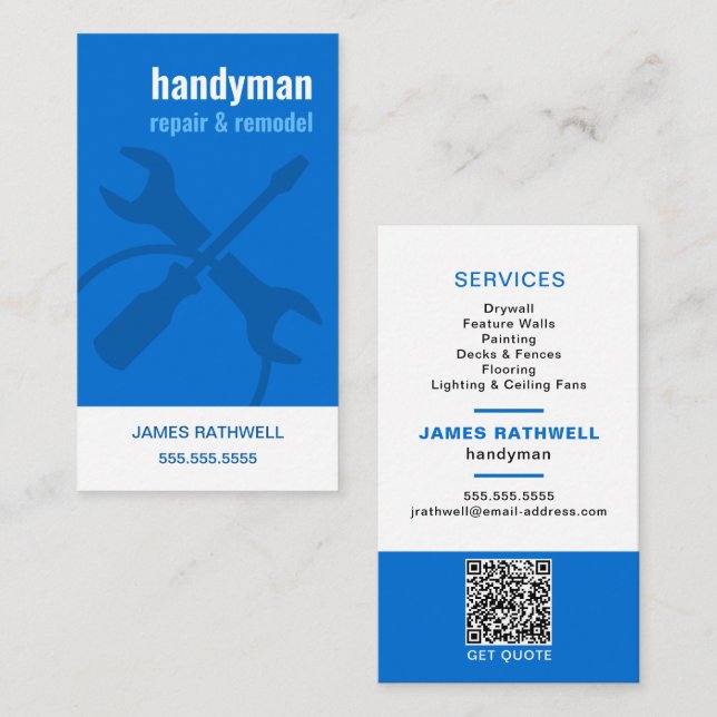 Handyman Repairs with QR Code Business Card (Front/Back)