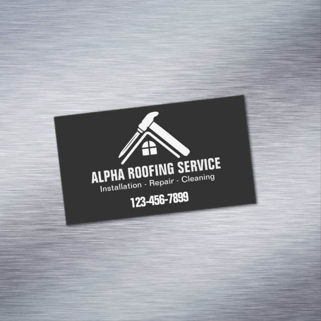 Handyman Roof Repair Construction Roofing Roofer Magnetic Business Card (In Situ)