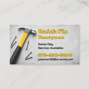Handyman Same-Day Home Repair Services Template Business Card