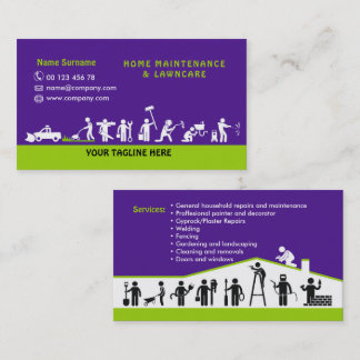 Handyman services, home maintenance and lawncare business card