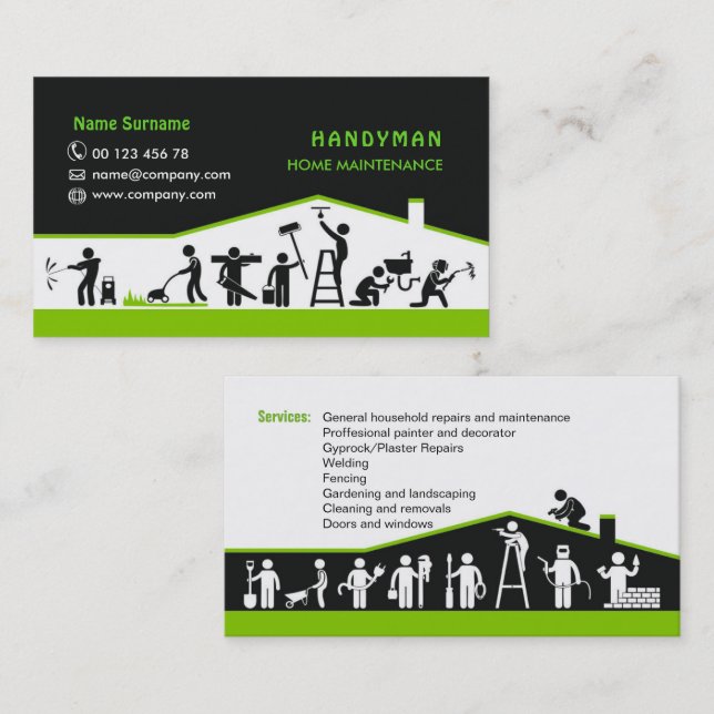 Handyman services, home maintenance business card (Front/Back)