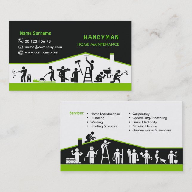 Handyman services, home maintenance business card (Front/Back)