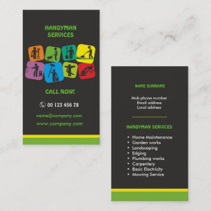 Handyman services, home maintenance business card