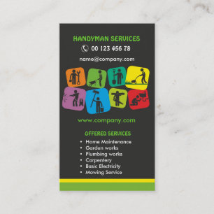Handyman services, home maintenance business card