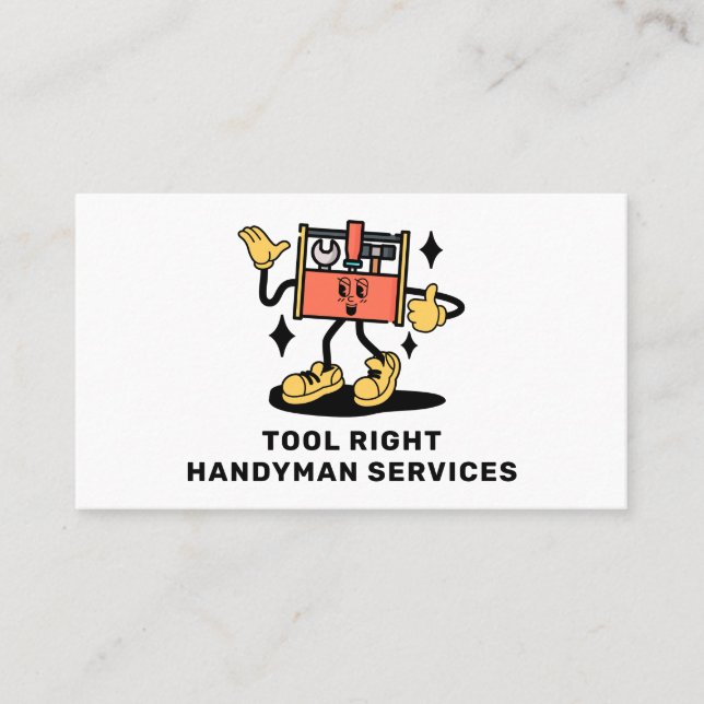 Handyman Services Home Repair Toolkit Retro Mascot Business Card (Front)