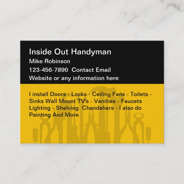 Handyman Services Unique Business Card Design (Front)