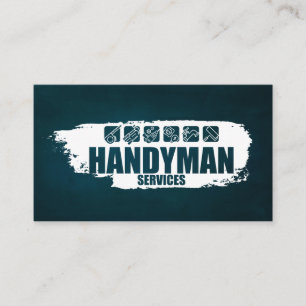 Handyman services  white paint and icons business card
