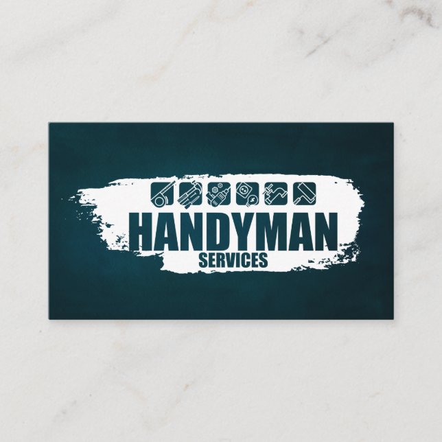 Handyman services  white paint and icons business card (Front)