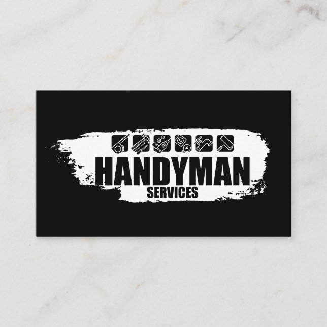 Handyman services  white paint and icons  business card (Front)