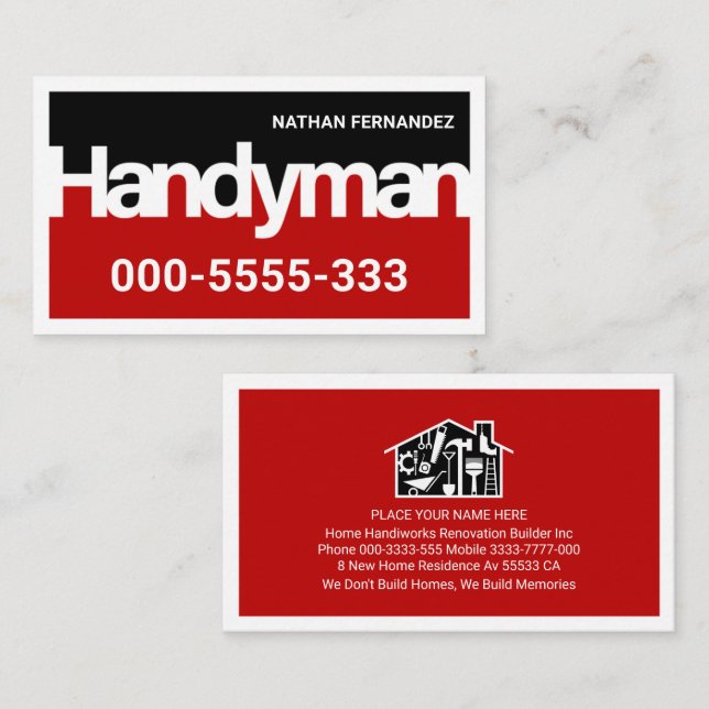 Handyman Signage Frame Builder  Business Card (Front/Back)