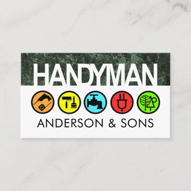 Handyman Signage On Dirty Walls Business Card (Front)