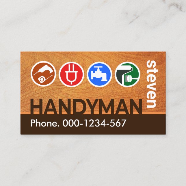 Handyman Signage Woodwork Business Card (Front)