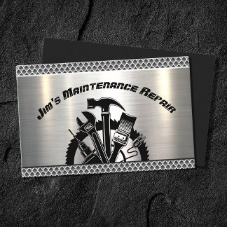 Handyman Steel Plate Maintenance Repair Service Business Card