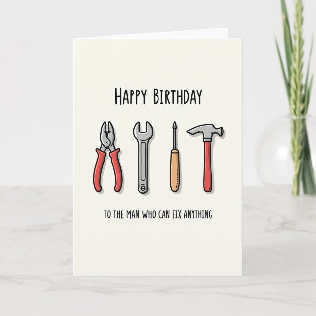 Handyman Tool Art Birthday Card (Front)