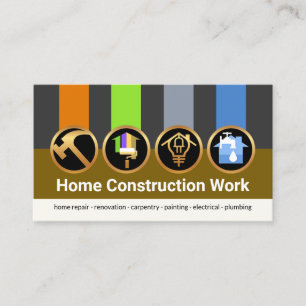 Handyman Tool Medals Colourful Layers Construction Business Card